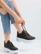 Resim Devida 6 Cm Yüksek Taban Kadın Siyah Spor Ayakkabı Rahat Air Günlük Sneaker X401 Vega Serisi 