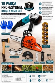Resim Spech Power Benzinli Ağaç Motoru Zincirli Dal Budama 2,1 HP & Spiral Avuç Içi Kesme Ve Taşlama Makinası 