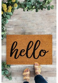Resim Hello Yazılı Paspas, İç Ve Dış Dekoratif Kapı Önü Paspası 