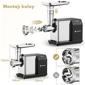 Resim Aaobosi Elektrikli Kıyma Makinesi 3000w, Led Ekran, 3 Hız, Tıkanma Önleyici Kıyma Makineleri 