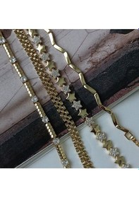 Resim 14k Altın Kapmala Zirkon Taşlı Parlak Yıldız Kadın Bileklik Altın 