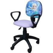 Resim Depolife Karlar Ülkesi Elsa Frozen Desenli Çocuk Odası Ders Çalışma Koltuğu Tekerlekli Amortisörlü Kumaş 
