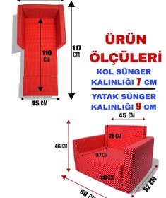 Resim LENSA HOME Çocuk Yatağı Komple Sünger Katlanabilir Koltuklu-(0-4 YAŞ)%100 Pamuklu Kumaş 