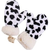 Resim 2025 Yeni İnek Desenli Kalınlaştırılmış Eldivenler Sıcak Kış Eldivenleri Peluş Eldivenler Hayvan İnek Eldivenleri Askılı Boyun Eldivenleri 