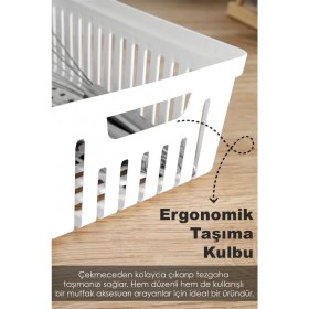 Resim 3'lü Modüler Kaşıklık Seti, Mutfak Düzenleyici, Çekmece Içi Organizer, Beyaz 