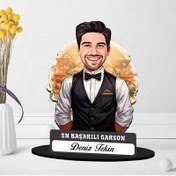 Resim Kişiye Özel Erkek Garsona Hediye Karikatürlü Biblo 