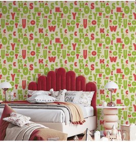 Resim Yeşil Kırmızı Harfler 16 M2 Duvar Kağıdı 81362 Çok Renkli 