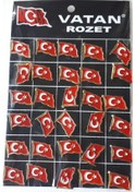 Resim Yaka Rozeti Dalgalanan Türk Bayrağı 1.5CM X 1CM 30 Adetli Paket 