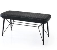 Resim Bench Puf Metal Retro Ayaklı Siyah Deri 