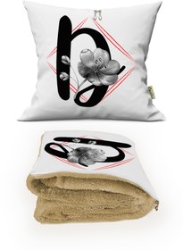 Resim Genel Markalar D HARFİ Baskılı Kişiye Özel Opsiyonel Battaniyeli Yastık Kırlent 2 in 1 