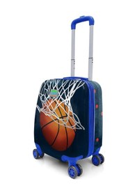 Resim Coral High Kids Lacivert Turuncu Basketbol Desenli Çocuk Valizi 16753 