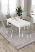 Resim Canisa Eta Serisi 80x132 Mdf Beyaz Açılabilir Masa 4 Gri Sandalye Mutfak Masa Takımı 