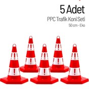 Resim İleri Trafik 5 Adet Eko Trafik Konisi 50 cm Trafik Dubası 