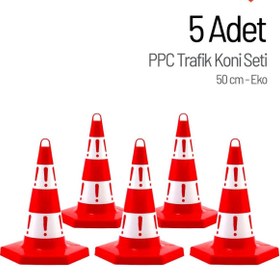 Resim İleri Trafik 5 Adet Eko Trafik Konisi 50 cm Trafik Dubası 