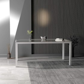 Resim Camlan Yemek Masası & Toplantı Masası - Beyaz / L 