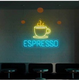 Resim Espresso Yazılı Ve Şekilli Neon Tabela Turkuaz 