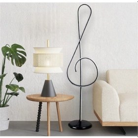 Resim A+ Modern Siyah Nota Sol Anahtar Müzik Desenli Lambader Rgb Li 