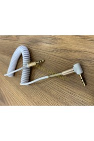 Resim ATAELEKTRONİK Spiralli Beyaz Renk L Tip 3.5mm Aux Kablosu 3.5 Mm Altın Uçlu Jak 1.8mt - 3.5mm 