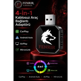 Resim Fenrir Garage Kablosuz Araç Ekran Yanstıcı ve Carplay Adaptörü, Kablosuz Dönüştürücü 4in1 İOS&ANDROİD !!! 