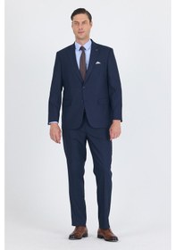 Resim İmza Lacivert Mono Yaka Bez Ayağı Tam Astar Pamuklu 4 Drop Comfort Fit Classic Takım Elbise 1001250178 Lacivert 