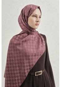 Resim Armine Elegance İpek Pamuk Dama Şal 32 Gül Kurusu 