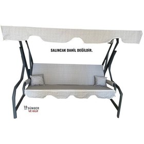 Resim 3 Kişilik Salıncak Minderi Süngerli Kılıfı Gri Bahçe Minderi (547461447) 