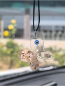 Resim Esey Dizayn Nazar Boncuğu Krem Taşlı Kelebek Araba Dikiz Ayna Süsü - Epoksi 