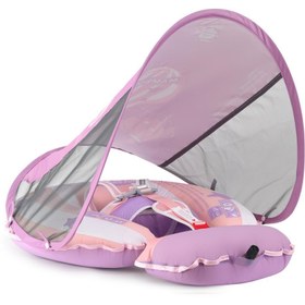 Resim Mambobaby Hot Air Balloon Yüzme Simidi - Pembe, Emniyetli, Gölgelikli ve Ayak Destekli 