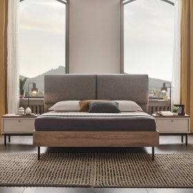 Resim Enza Home Loreto Başlıklı Karyola - Keten Dokulu Kumaş 160X200 