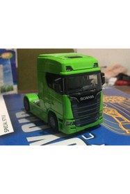 Resim metaş oyuncak Oyuncak Metal Model Işıklı Sesli Yeşil Scania Tır Çek Bırak 12 cm 