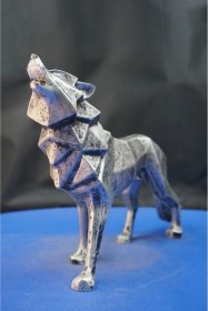 Resim Prizma Geometrik Uluyan Kurt Heykel Biblo Özel Tasarım Kurt Hediyelik Dekoratif Aksesuar 20 Cm 