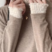 Resim Kadınlar İçin Yulaf Desenli Yarım Balıkçı Yaka Dantel Detaylı Uzun Kollu Üst - Sonbahar/Kış için Yumuşak Katmanlık, Makinede Yıkanabilir Rahat ve Şık Üstler 