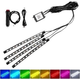 Resim Araç İçi Ayak Altı Led 12 Led Işık Sese Müziğe Duyarlı Rgb Işıklı Aydınlatma Seti 