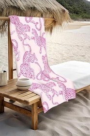 Resim Dijital Baskı Plaj Deniz Havlusu Leopar Desenli Peştamal HVL0135 