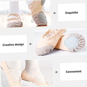 Resim 1 Çift Kız Bale Dans Ayakkabısı Sahne Performansı İçin Pratik Olmayan Ayakkabılar Yoga Ayakkabıları Rahat Yumuşak Taban 