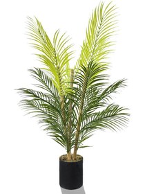 Resim Yapay Çiçek Areka Ağacı Palmiye Ağacı Bambu Saplı Siyah Saksılı Salon Çiçeği 18 Yaprak 85 cm 