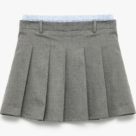 Resim Koton Viskon Karışımlı Pileli Etek Gri 6wkg70016aw Gri 