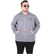 Resim Mocgrande Büyük Beden Kapüşonlu Fermuarlı Sweat Double Face Ossi 25705 Fume Fume 