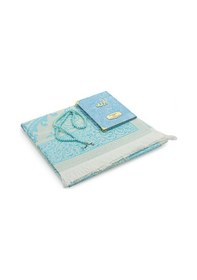 Resim Mavi Mevlüt Hediyelik Kadife Kaplı Yasin Kitabı Tesbih Çeyizlik Seccade Seti 