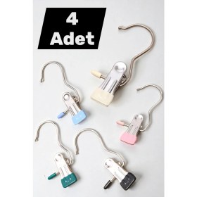 Resim Katilus 4lü Metal Eşarp Askısı Şal Askısı Silikon Uçlu Çok Amaçlı Askı Mandallı Kanca Kancalı Klips 