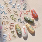 Resim Çiçekli Yılan Dünyası Sevimli Hayvan Tırnak Stickerları, Japon Tarzı Yapışkanlı Tırnak Çıkartmaları, Manikür Pedikür DIY Dekorasyon Aksesuarları için Uygun 