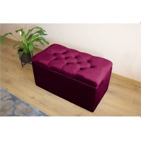 Resim Lüks Sandıklı Kapitoneli Puf 110 Cm Bordo 
