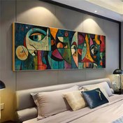 Resim 1 adet Pablo Picasso ilhamlı çerçevesiz sanat eseri - Klasik soyut figürler tarzı, canlı geometrik desenler, oturma odası, yatak odası, ofis, kafe dekorasyonu için çerçevesiz duvar sanatı, iç duvar dekorasyonu | Modern soyut sanat | Çerçevesiz tasarım, duvar sanatı dekorasyonu 
