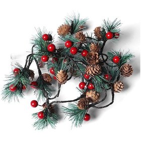 Resim Çam Kozalakları Jingle Bell Led'ler Dize Işıkları 6.56ft Pillerle Çalışan Ağacı Dekorasyonu Yatak Odası Odası Kapalı Açık Bahçe İçin Peri Işıkları Çok Renkli 