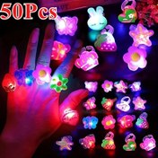 Resim 50 Paket LED Parlayan Yüzükler, Işıltılı Parti Malzemeleri, Yetişkinler için Doğum Günü Hediyesi, Konserler, Hediye Çantası Dolgusu, Karnaval Paskalya Cadılar Bayramı Noel Hediyeleri 