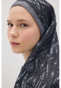 Resim Mirsoy Scarf Rüya Pamuk Etnik Desen Şal Gri 