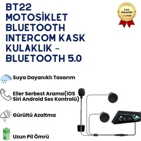Resim Bt22 Motosiklet Bluetooth Intercom Kask Kulaklık-1488 