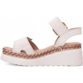 Resim Venüs 2512303 Deri Dolgu Topuk Kadın Sandalet Bej 