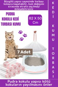 Resim Wintoup Evcil Hayvan Pet Yırtılma Dayanıklı Kötü Koku Önleyen Pudra Kokulu Kedi Kumu Torbası 82x50 Cm 7 Adet 