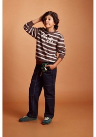 Resim Defacto Erkek Çocuk 2li Takım Çizgili Sweatshirt Jean Pantolon G4682a825wnbn258 Kahve-bn258 